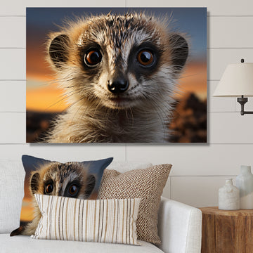 Brown Peach Meercat Portrait - Meercat Framed Canvas Art